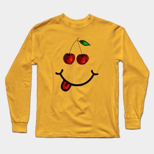 Cherry & Smile (in the shape of a face) Long Sleeve T-Shirt